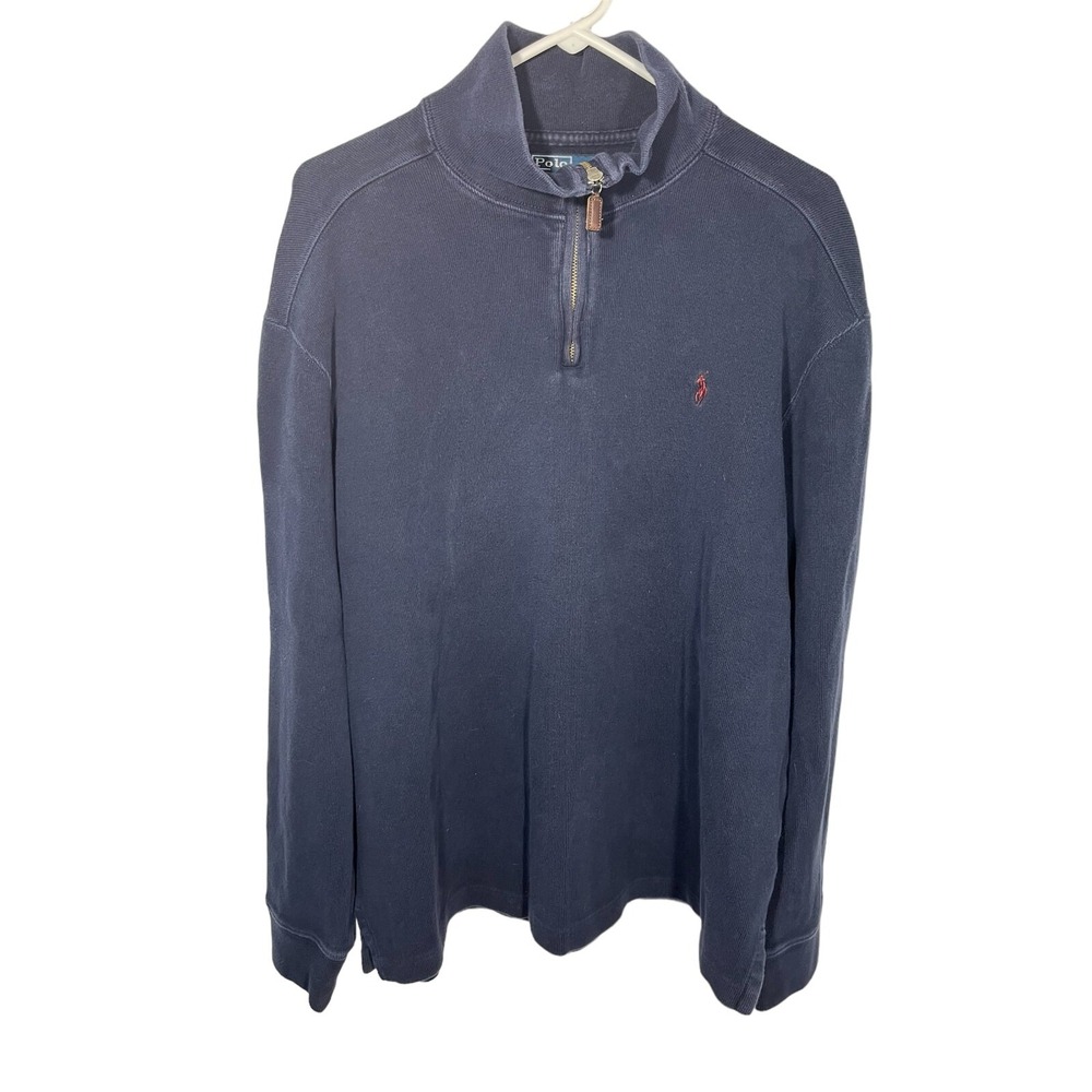 Polo Ralph Lauren Men's Long Sleeve 1/4 Zip Blue‎ Pullover Sweater Size XL